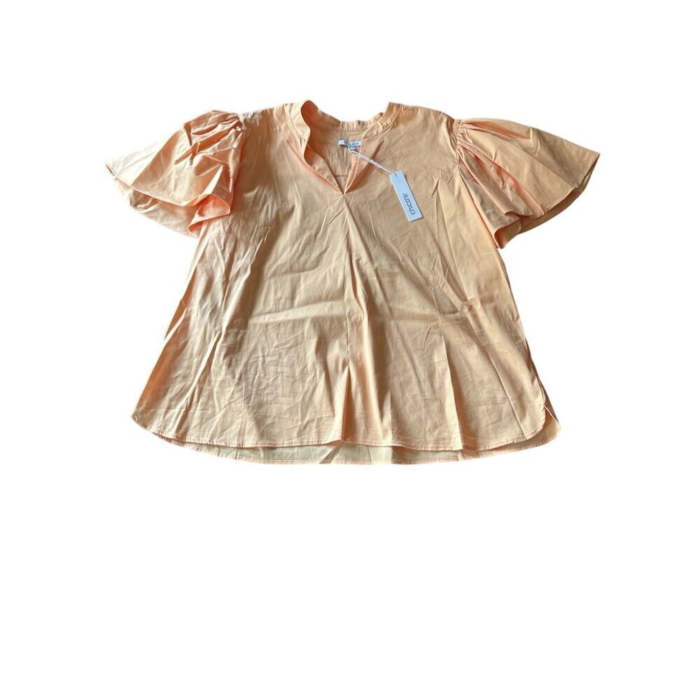 Chico's Women's Peach Short Sleeve V-Neck Blouse Size 16